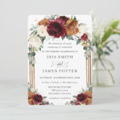 Invitation Burgundy Burnt Orange Ivory Floral Arch Wedding (Debout devant)