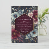 Invitation Burgundy Celestial Bloom Wedding (Debout devant)