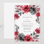 Invitation Burgundy Charcoal Dramatic Winter Wedding (Devant / Derrière)