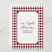 Invitation Burgundy Checkered Old Money Rehearsal Dinner (Devant)