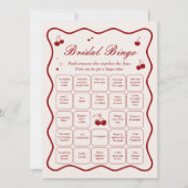 Invitation Burgundy Cherry Bridal Shower Bingo Game Card (Devant)