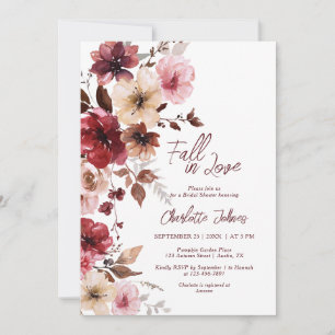 Invitation Burgundy Chute en Amour Vin Rouge Blush Fête des m
