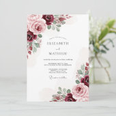 Invitation Burgundy Classic Botanical Wedding (Debout devant)