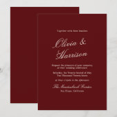 Invitation Burgundy Classic Calligraphy Old Money (Devant / Derrière)