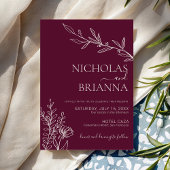 Invitation Burgundy Classic Minimalist Modern Boho Wedding