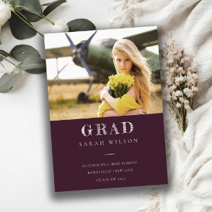 Invitation Burgundy Clean Minimal Clean Photo Graduation