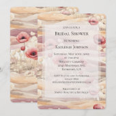 Invitation Burgundy Crème Blush Fête des mariées Florale (Devant / Derrière)