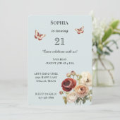 Invitation Burgundy Crème Florale Anniversaire (Debout devant)