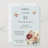 Invitation Burgundy Crème Florale Anniversaire (Devant)