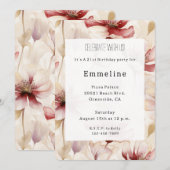 Invitation Burgundy Crème Lavande Romantique Floral Anniversa (Devant / Derrière)