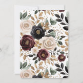 Invitation Burgundy Crème Rouge Floral Anniversaire (Dos)