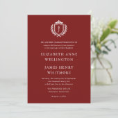 Invitation Burgundy Crest Wedding Custom Initials (Debout devant)