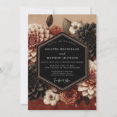 Invitation Burgundy Dahlia Bloom Wedding (Devant)