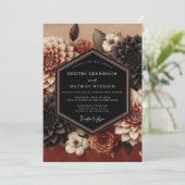 Invitation Burgundy Dahlia Bloom Wedding (Debout devant)