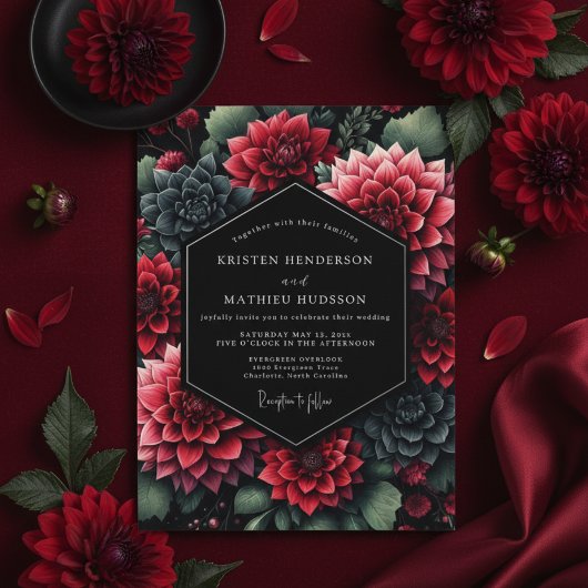 Invitation Burgundy Dahlia Opulent Romance Wedding