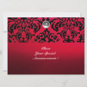 INVITATION BURGUNDY DAMASK GEMME NOIR & ROUGE MONOGRAMME (Dos)