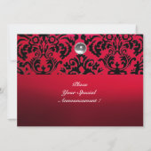 INVITATION BURGUNDY DAMASK GEMME NOIRE & ROUGE MONOGRAMME (Dos)