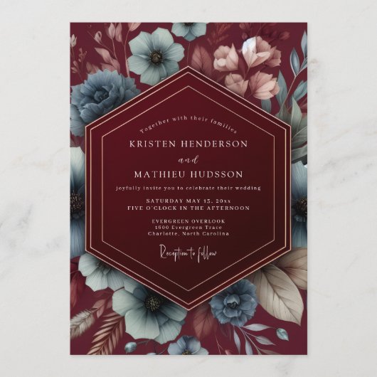 Invitation Burgundy Dark Romance Wedding (Devant)