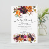 Invitation Burgundy d'automne & Orange Floral Baby Brunch (Debout devant)