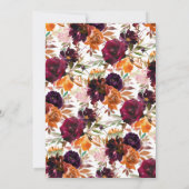 Invitation Burgundy d'automne & Orange Floral Baby Brunch (Dos)