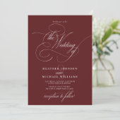 Invitation Burgundy Delicate Moderne Calligraphie Classique (Debout devant)