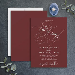 Invitation Burgundy Delicate Moderne Calligraphie Classique