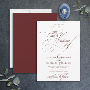 Invitation Burgundy Delicate Moderne Calligraphie Classique