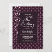 Invitation Burgundy Diamond Motif 30e fête d'anniversaire (Devant)