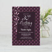 Invitation Burgundy Diamond Motif 30e fête d'anniversaire (Debout devant)