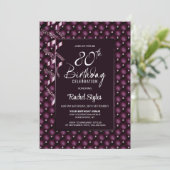 Invitation Burgundy Diamond Motif 80e fête d'anniversaire (Debout devant)