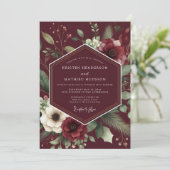 Invitation Burgundy Dramatic Anemone Wedding (Debout devant)