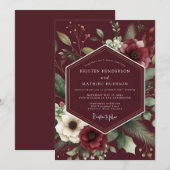 Invitation Burgundy Dramatic Anemone Wedding (Devant / Derrière)