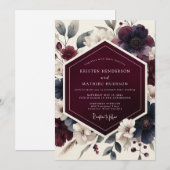 Invitation Burgundy Dramatic Autumnal Wedding (Devant / Derrière)