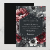 Invitation Burgundy Dramatic Bloom Wedding (Devant / Derrière)