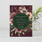 Invitation Burgundy Dramatic Floral Wedding (Debout devant)