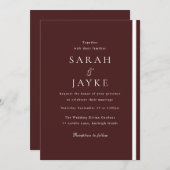 Invitation Burgundy Elegance Mariage moderne (Devant / Derrière)