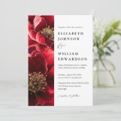 Invitation Burgundy Elegant Floral moderne QR Code Mariage (Debout devant)