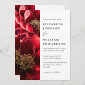 Invitation Burgundy Elegant Floral moderne QR Code Mariage (Devant / Derrière)