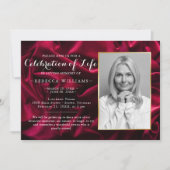 Invitation Burgundy Elegant Photo Célébration de la vie (Devant)