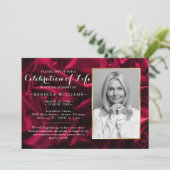 Invitation Burgundy Elegant Photo Célébration de la vie (Debout devant)