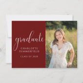 Invitation Burgundy Elegant Script Graduation Photo (Devant)