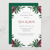 Invitation Burgundy & Emerald Peony (Devant / Derrière)