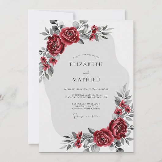 Invitation Burgundy Enchanting Winter Wedding (Devant)
