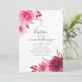 Invitation Burgundy et Blush Automne automne Baptême floral (Debout devant)