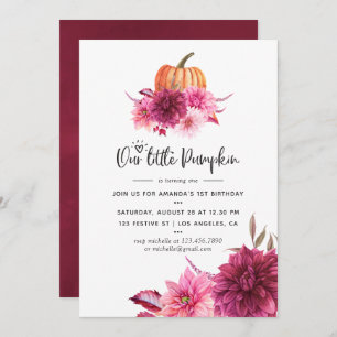 Invitation Burgundy et Blush Automne Automne Citrouille Anniv