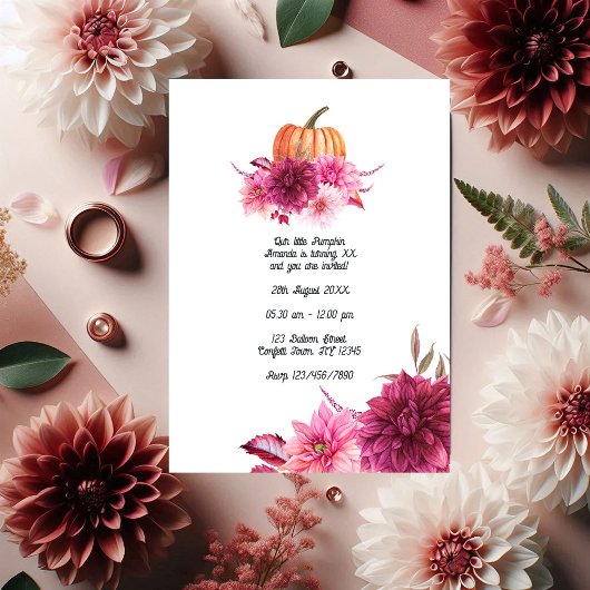 Invitation Burgundy et Blush Automne Automne Citrouille Anniv
