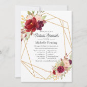 Invitation Burgundy et Blush Boho Géométrique Virtuelle Douch (Devant)