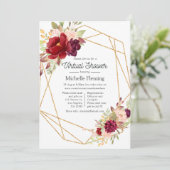 Invitation Burgundy et Blush Boho Géométrique Virtuelle Douch (Debout devant)