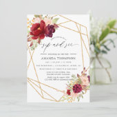 Invitation Burgundy et Blush Boho Sip géométrique Voir (Debout devant)