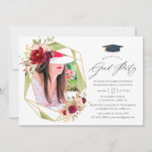 Invitation Burgundy et Blush Geometry Graduation Party (Devant)